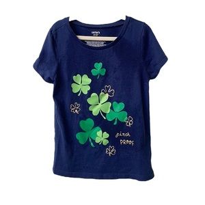 CARTERS UEC Girls Size 6/6x St Patrick’s Day Shirt Blue Green Shamrock ☘️ tee